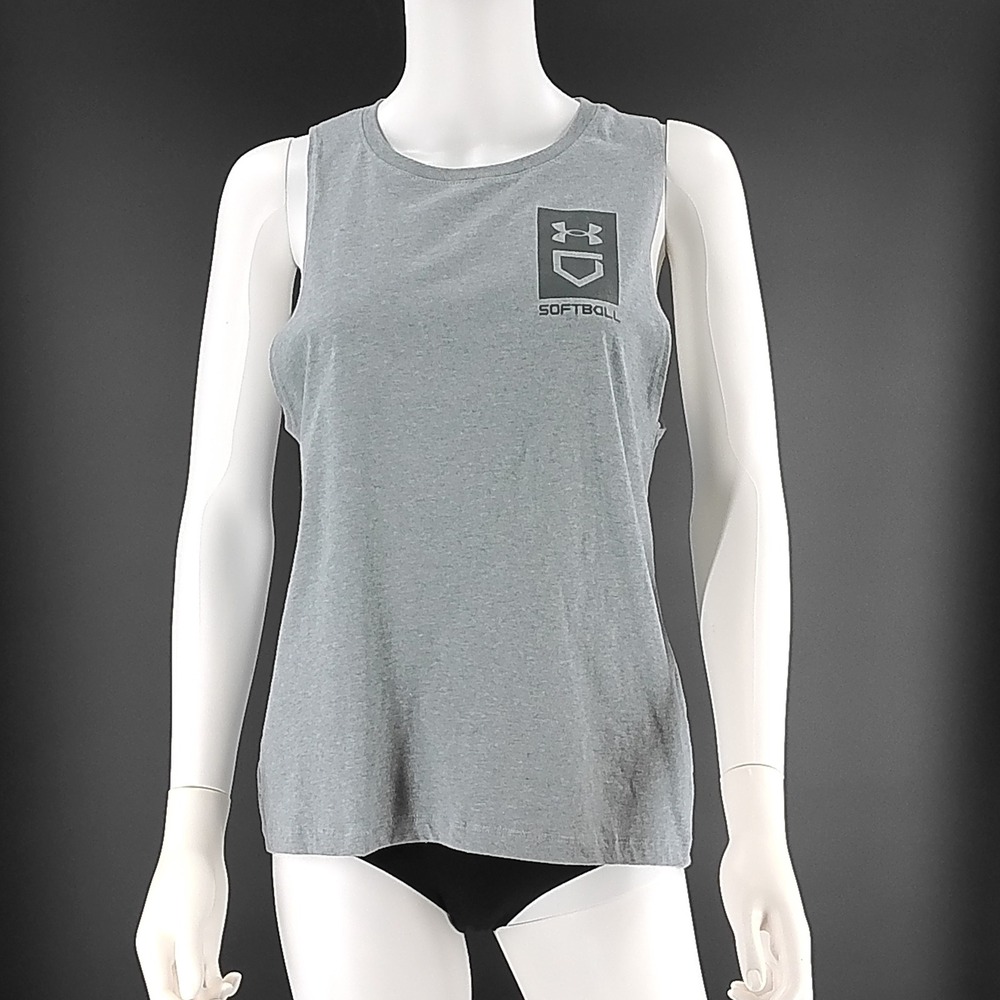 Under Armour Womens Softball Muscle Tank Top Gray Heather Loose Fit Small 0140